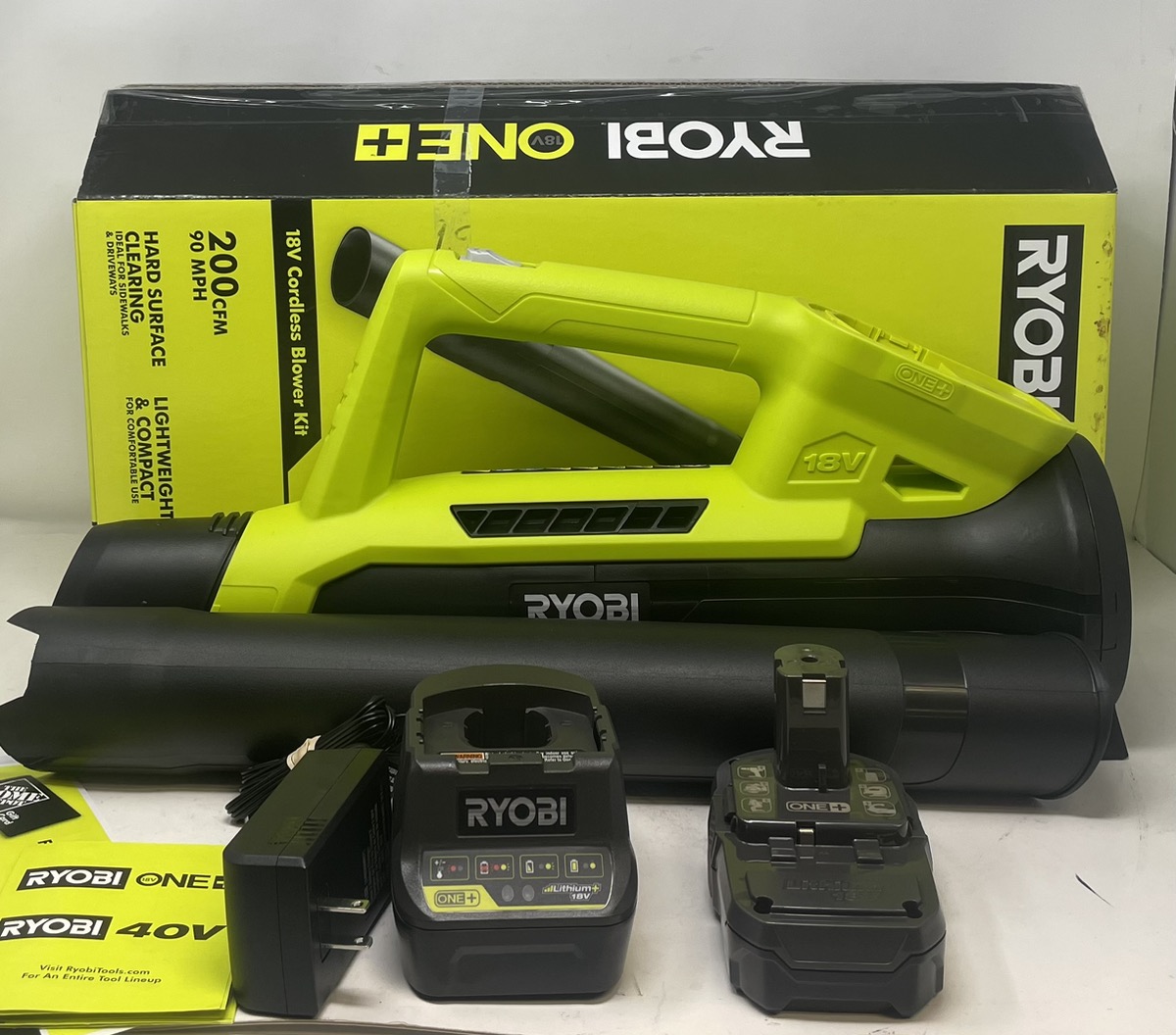 RYOBI P2109VNM LEAF BLOWER 18V 90 MPH 200 CFM W/ 2AH BATTERY & CHARGER Like New Buya