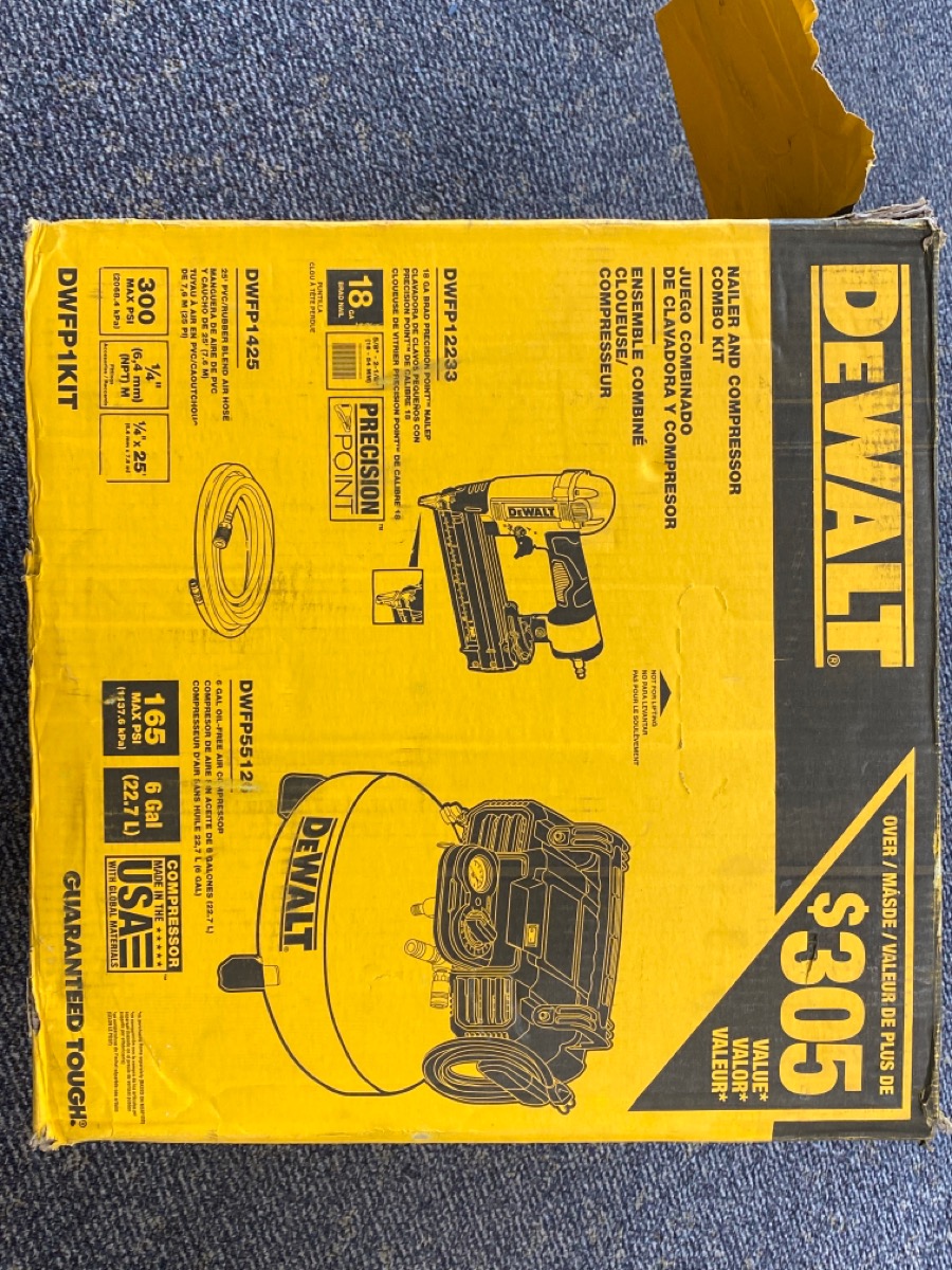 Dewalt Brad Nailer & HeavyDuty Pancake Electric Air Compressor Combo