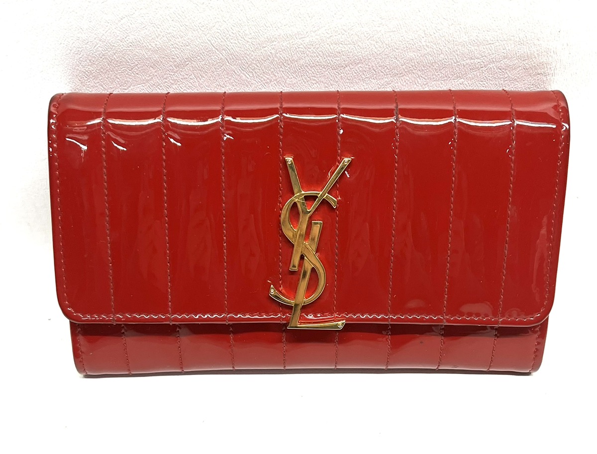 Yves Saint Laurent YSL Red Quilted Vicky Organizer Wallet! Good