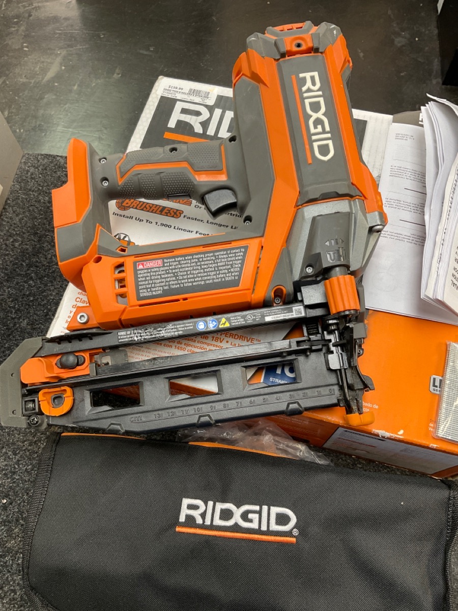 Ridgid R09892 16 gauge Straight Nailer Nail Gun Brushless Cordless 18V