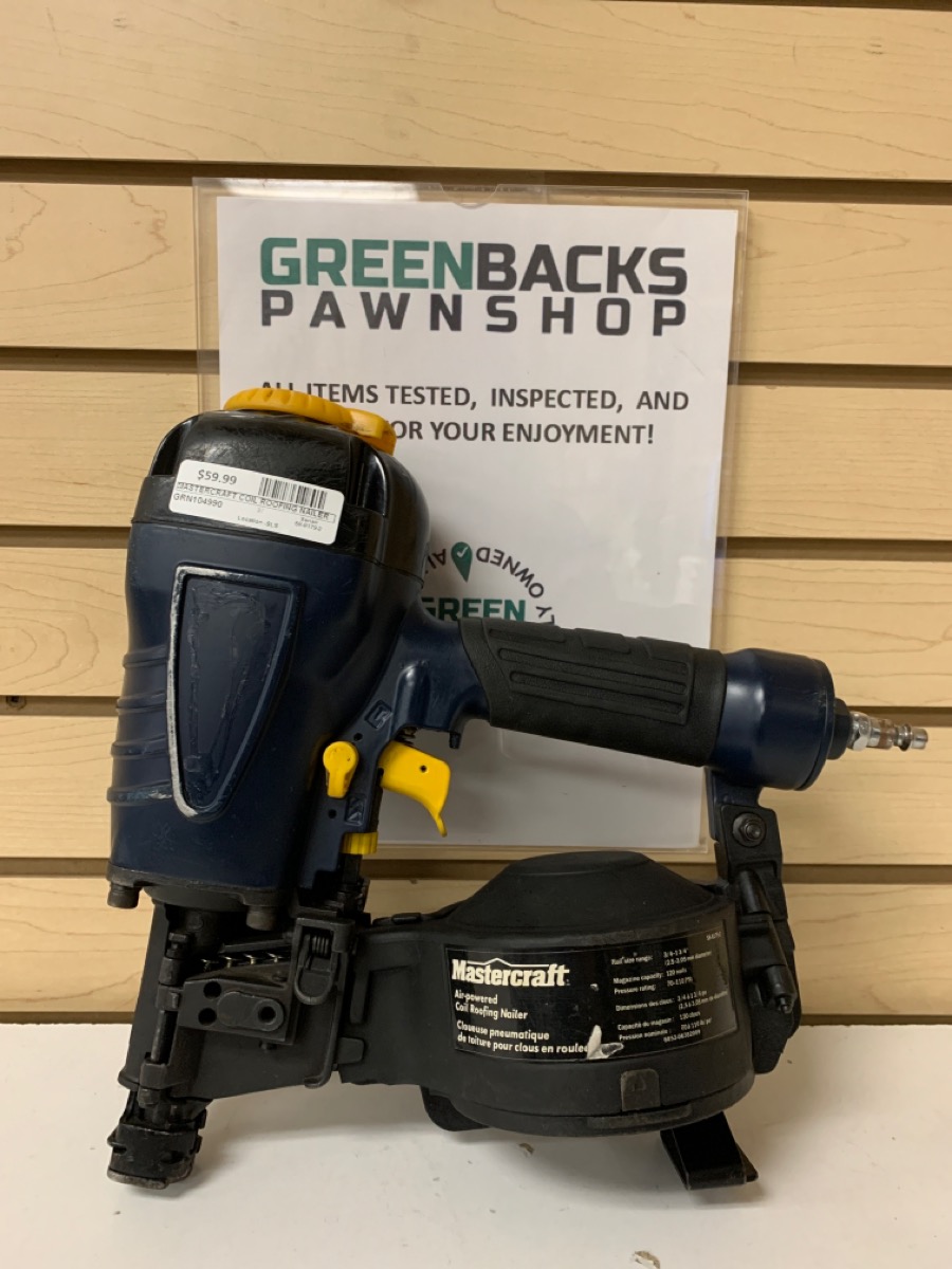 MASTERCRAFT AIRPOWERED COIL ROOFING NAILER 05881792 Like New
