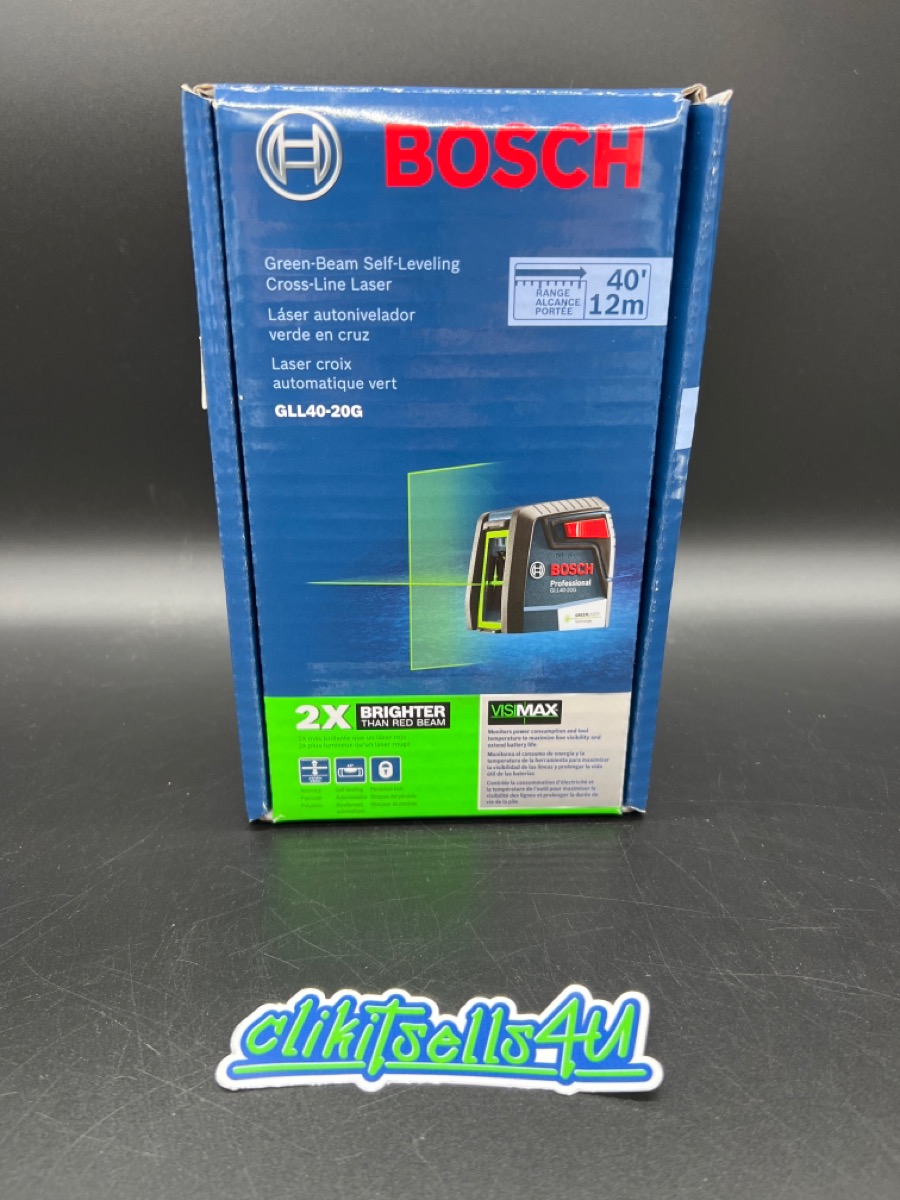 BOSCH SELF LEVELING CROSS LINE LASER,GREEN BEAM, OG BOX, GOOD CONDITION