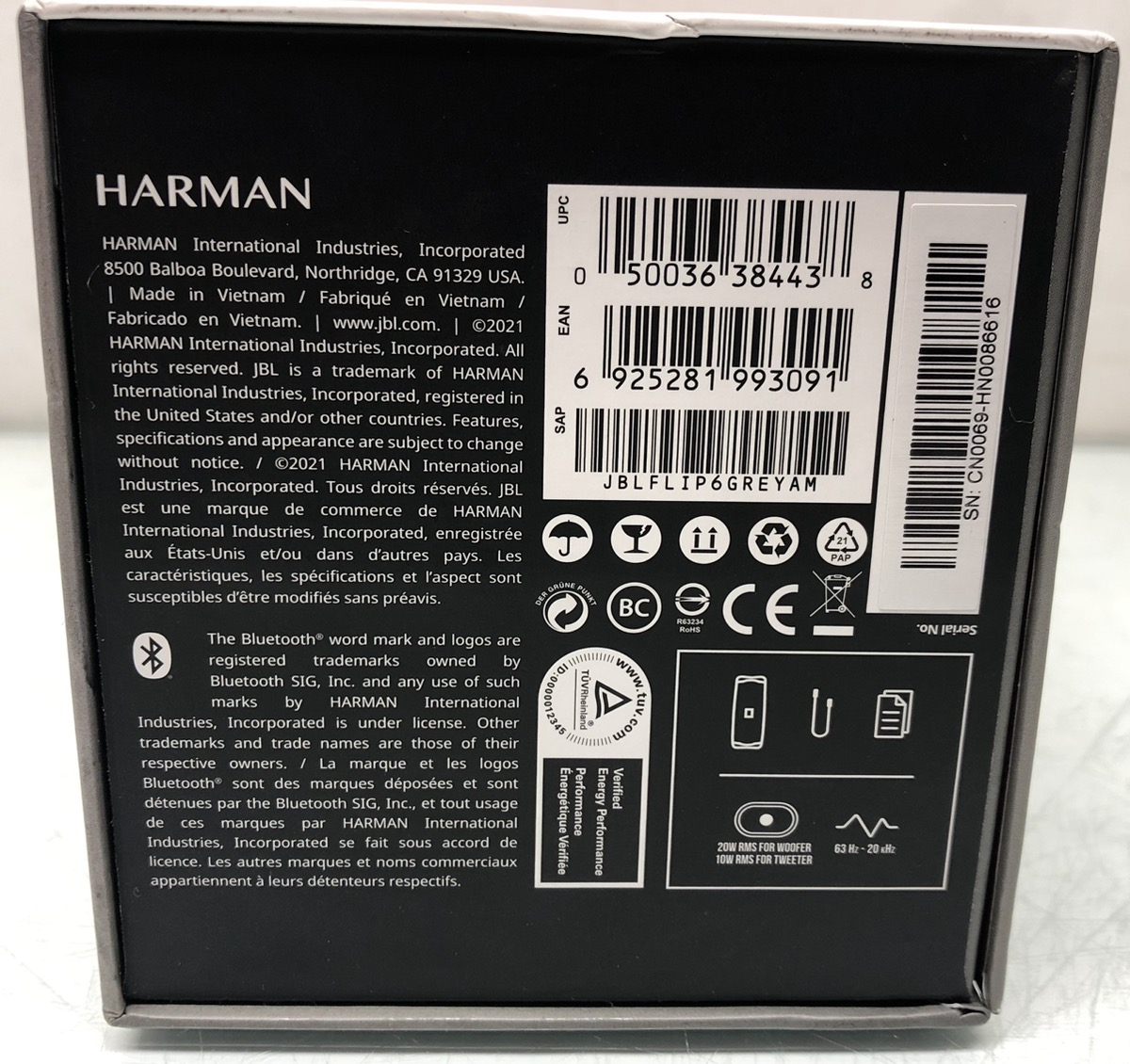 JBL by Harmon Flip 6 Grey Portable Bluetooth Speaker Brand New | Buya