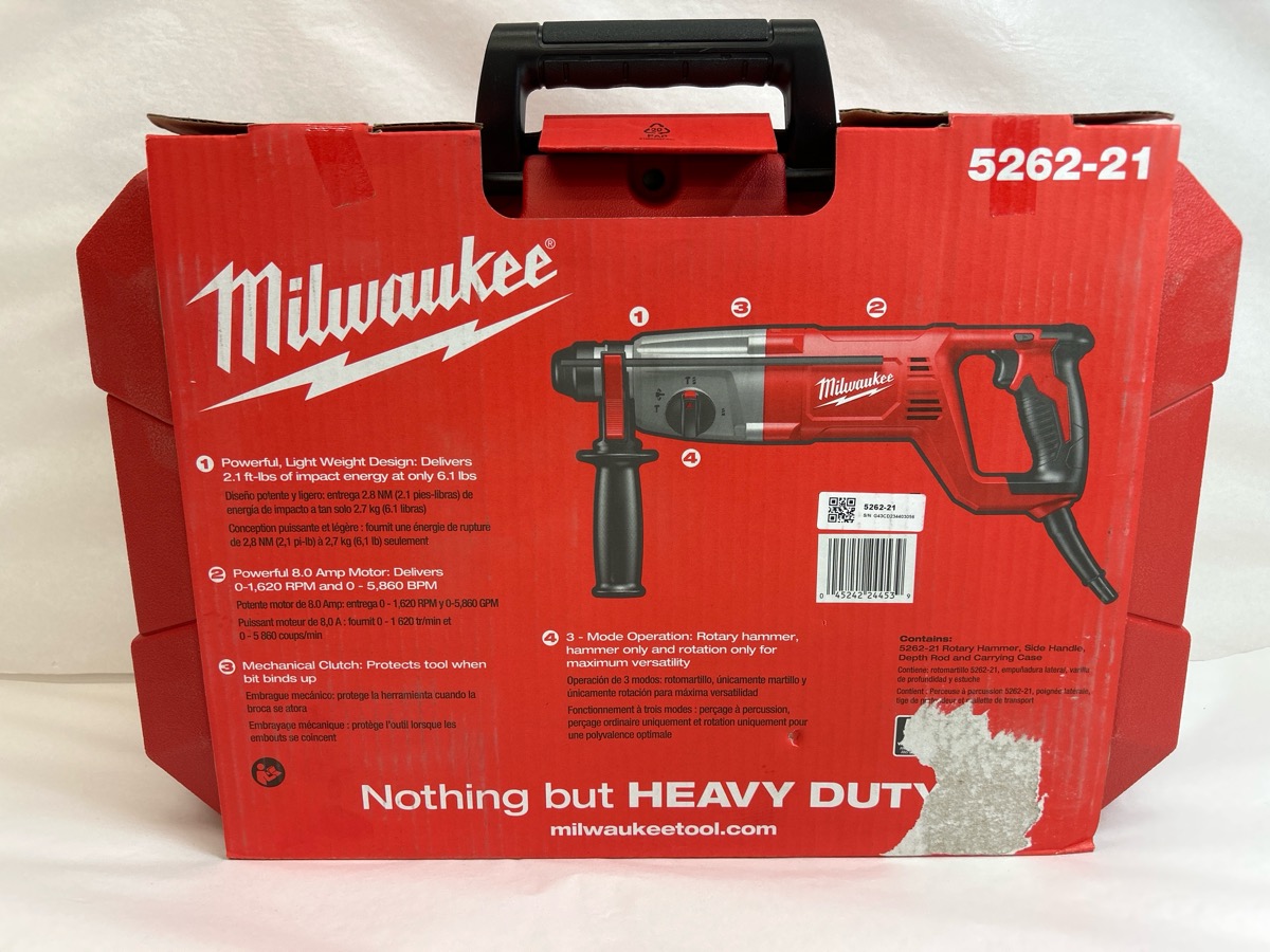 Milwaukee 526221 1in. D Handle SDS Rotary Hammer Kit With Hard Case