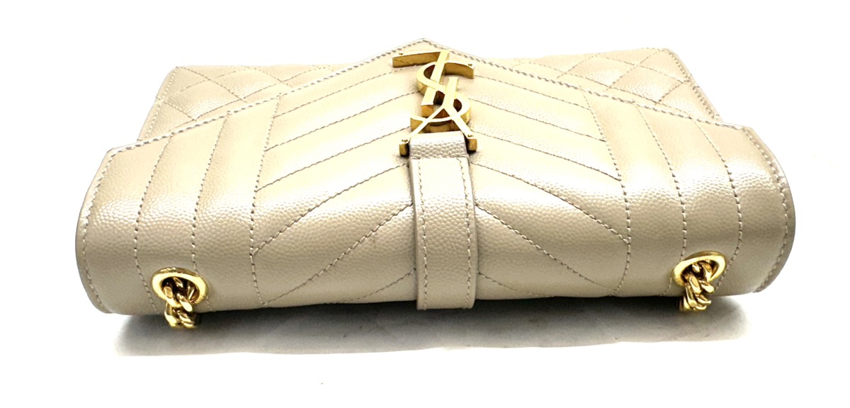 SAINT LAURENT ENVELOPE TRIQUILT SMALL YSL GRAINED LEATHER BAG! Good Buya