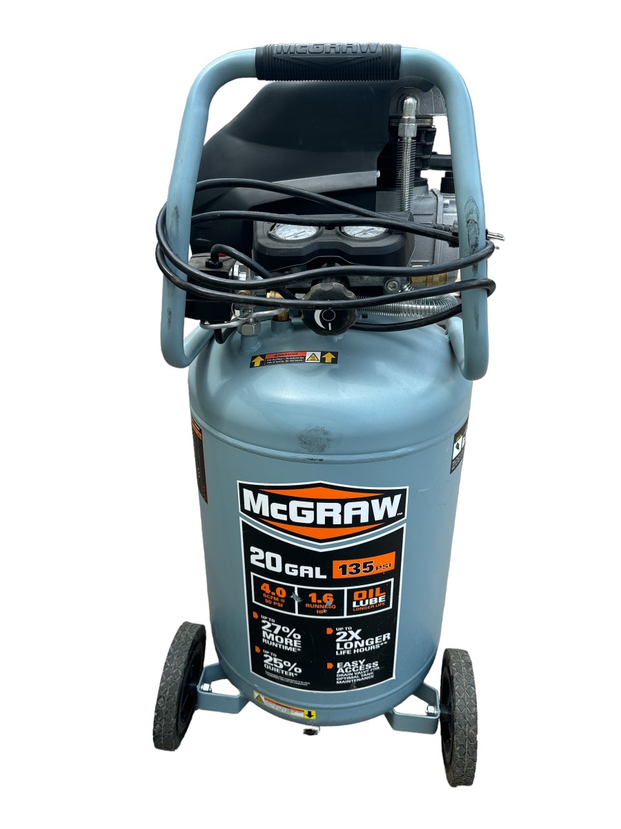 MCGRAW 20 GALLON AIR COMPRESSOR 135PSI 1.5 RUNNIGBN HOURS ELECTRIC