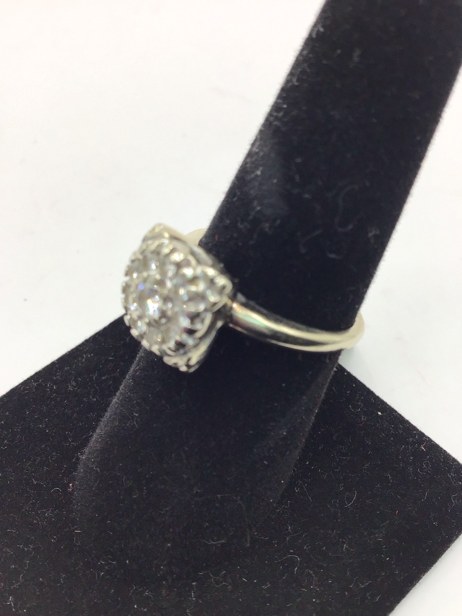 Lady's Diamond Cluster Ring 10 Diamonds .16 Carat T.W. 14K White Gold 2