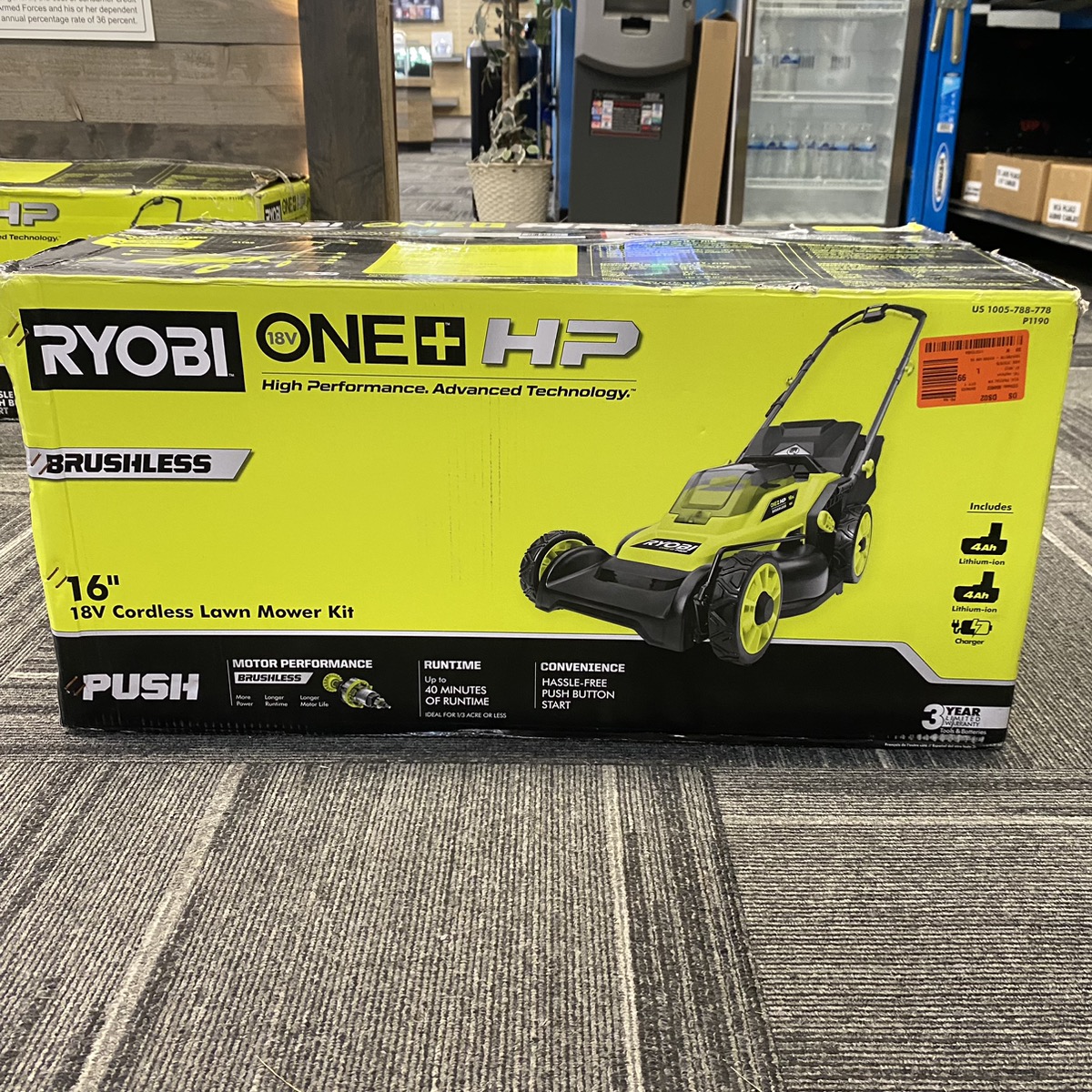 RYOBI ONE+ HP 18V Brushless 16 in. Cordless Battery Walk Behind Push ...