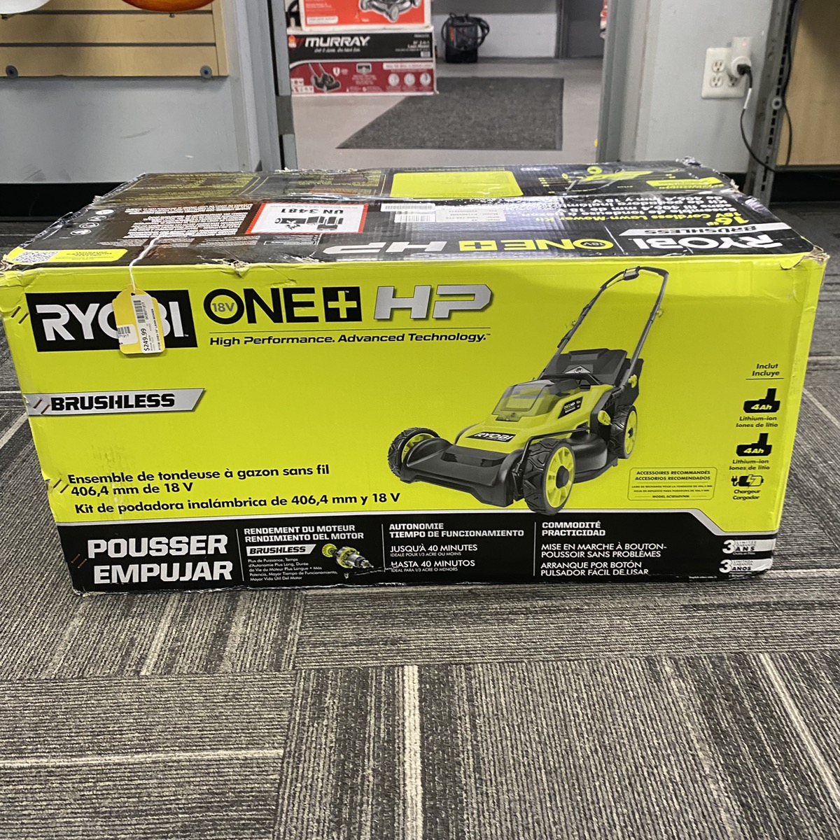 RYOBI ONE+ HP 18V Brushless 16 in. Cordless Battery Walk Behind Push ...