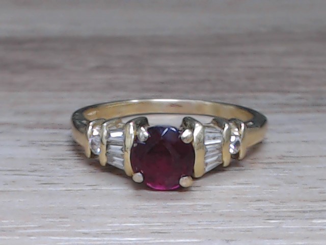 Red Stone Lady's Stone & Diamond Ring 8 Diamonds .22 Carat T.W. 18K ...
