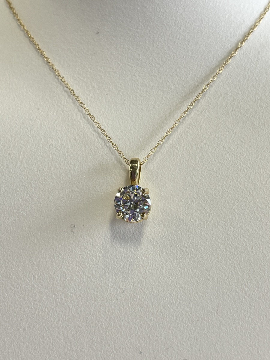 YG RB SOLITAIRE APX 1CT EUROPEAN CUT PENDANT WITH OPEN CULET AND FACETS