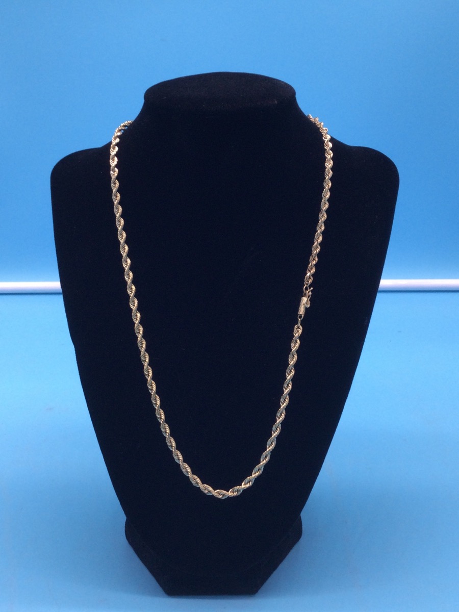 20" Gold Rope Chain 14K Yellow Gold 13.5dwt