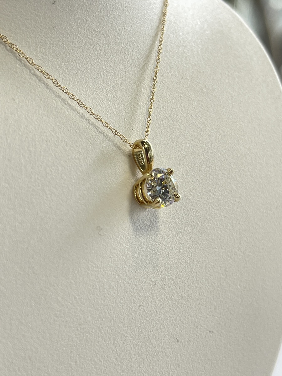 YG RB SOLITAIRE APX 1CT EUROPEAN CUT PENDANT WITH OPEN CULET AND FACETS