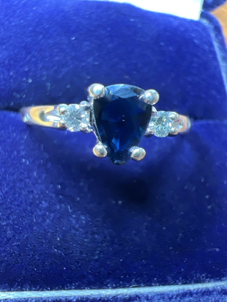 Black Stone Lady's Stone & Diamond Ring 2 Diamonds .06 Carat T.W.