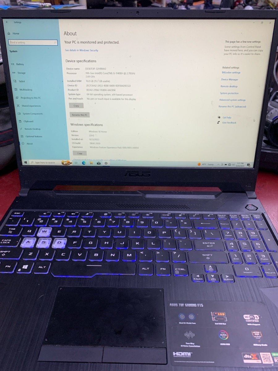 asus fx506h установка windows 10