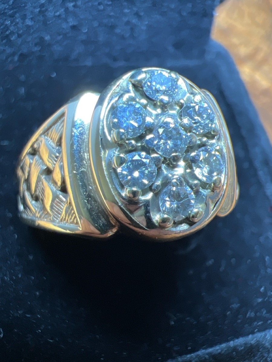 Gent's Diamond Fashion Ring 7 Diamonds .42 Carat T.W. 14K Yellow