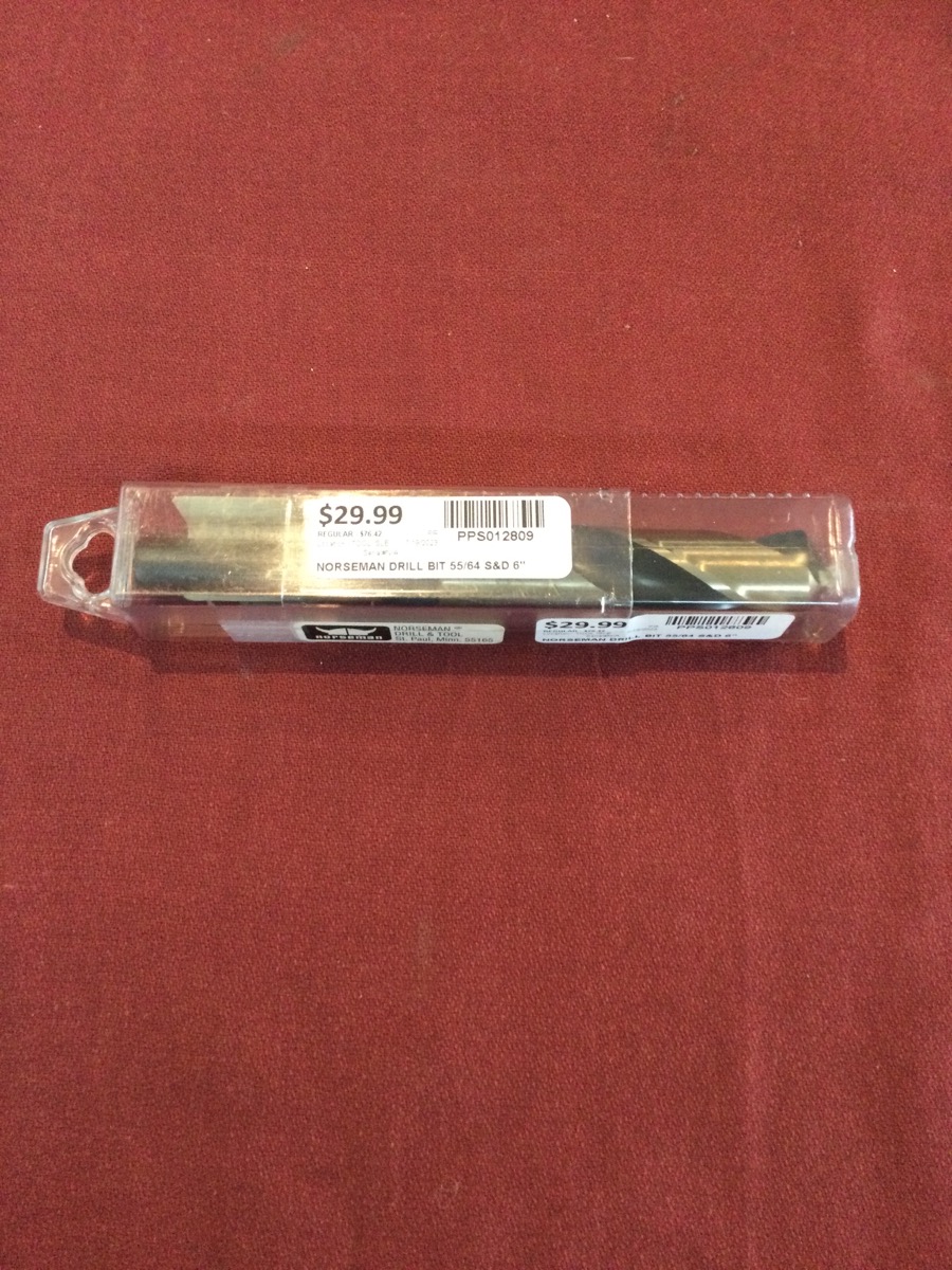 Norseman Drill Bit. S&D 6" Length Premium Hd. 55/64