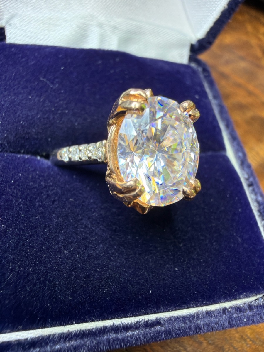 Lady's Stone & Diamond Ring 38 Diamonds .76 Carat T.W. &1 Synthet
