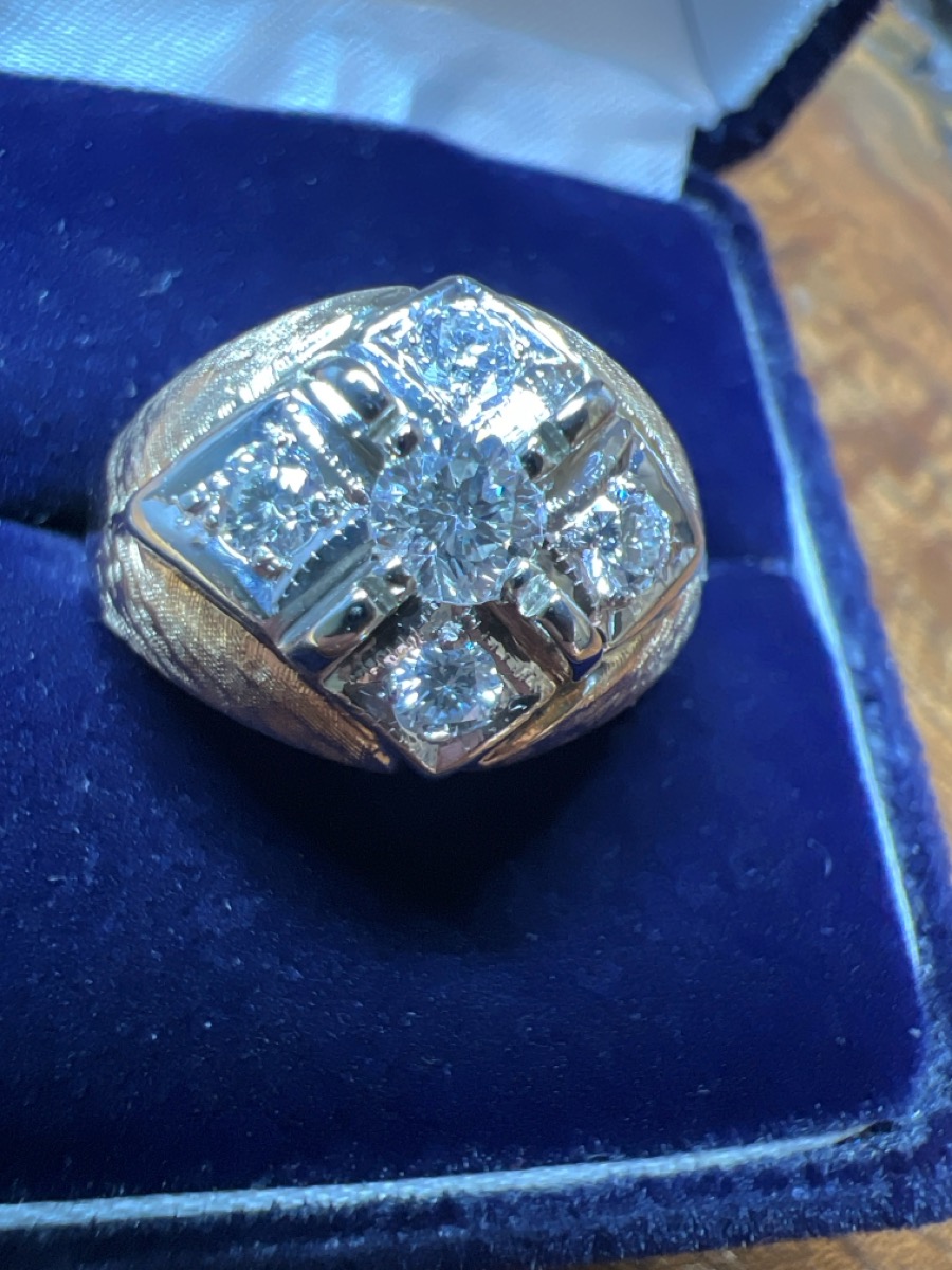 Gent's Diamond Fashion Ring 5 Diamonds .62 Carat T.W. 14K Yellow