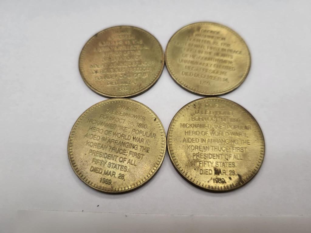 Very Tokens TOKEN COINS PRESIDENT TOKENS; 4 U.S. PRESIDENT TOKENS Very Good ...