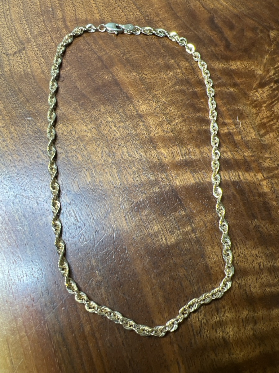 13" Gold Rope Chain 10K Yellow Gold 2.1dwt