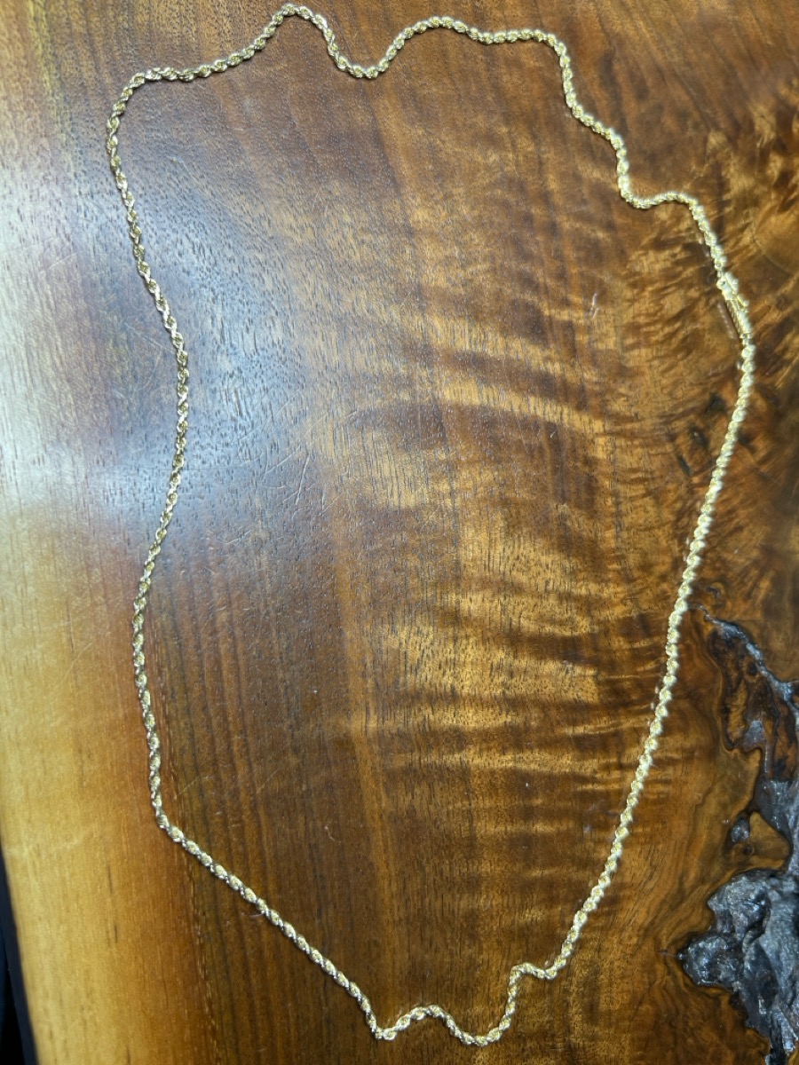 22" Gold Rope Chain 14K Yellow Gold 4.9dwt