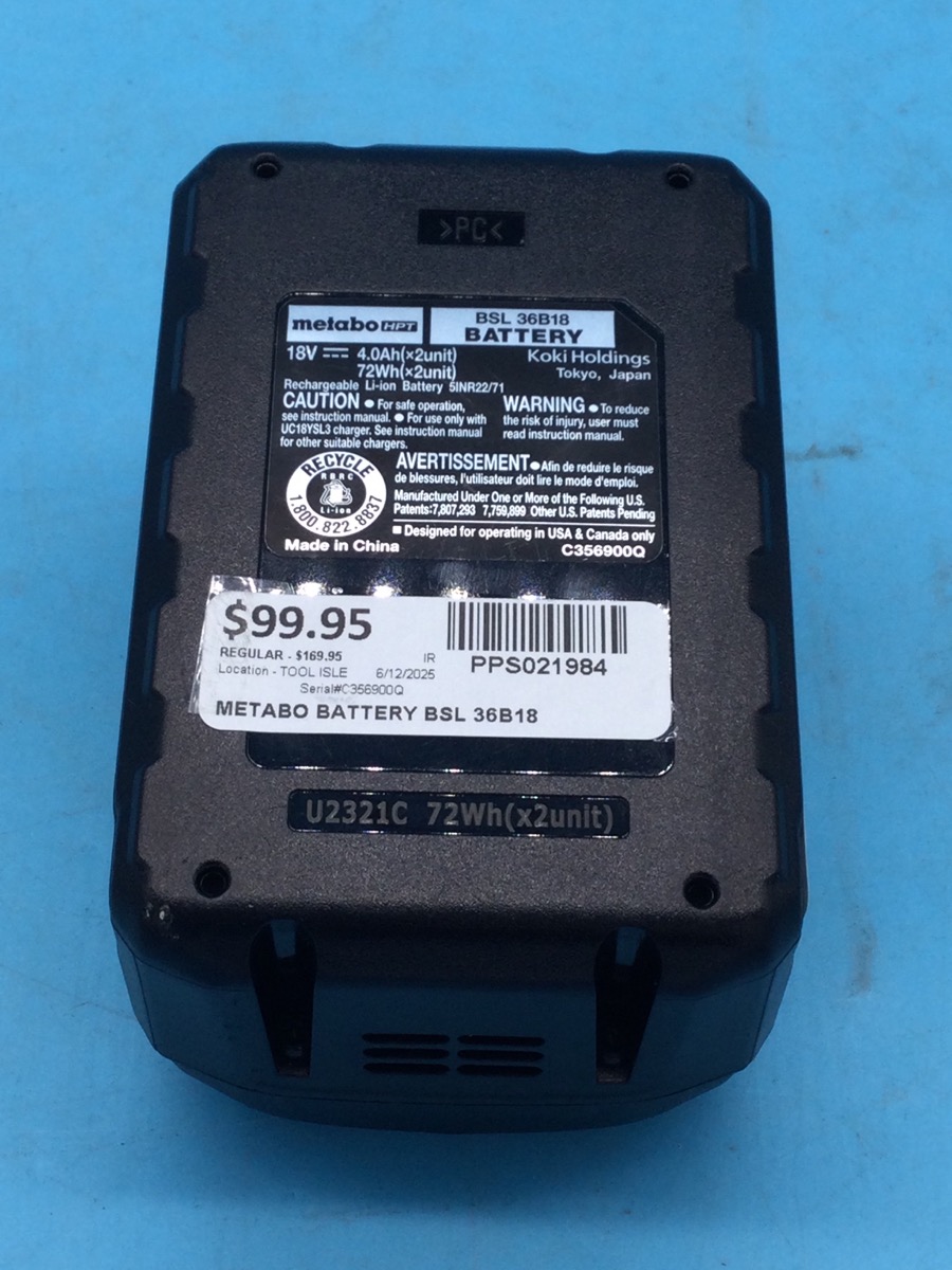Metabo 36/ 18V Battery Model Bsl 36B18 photo 3