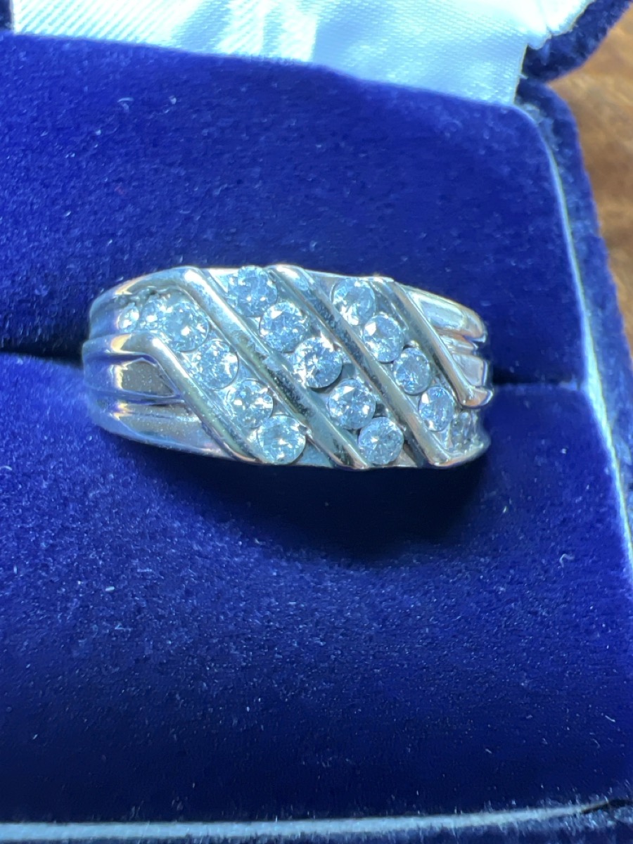 Gent's Diamond Fashion Ring 17 Diamonds .34 Carat T.W. 14K White
