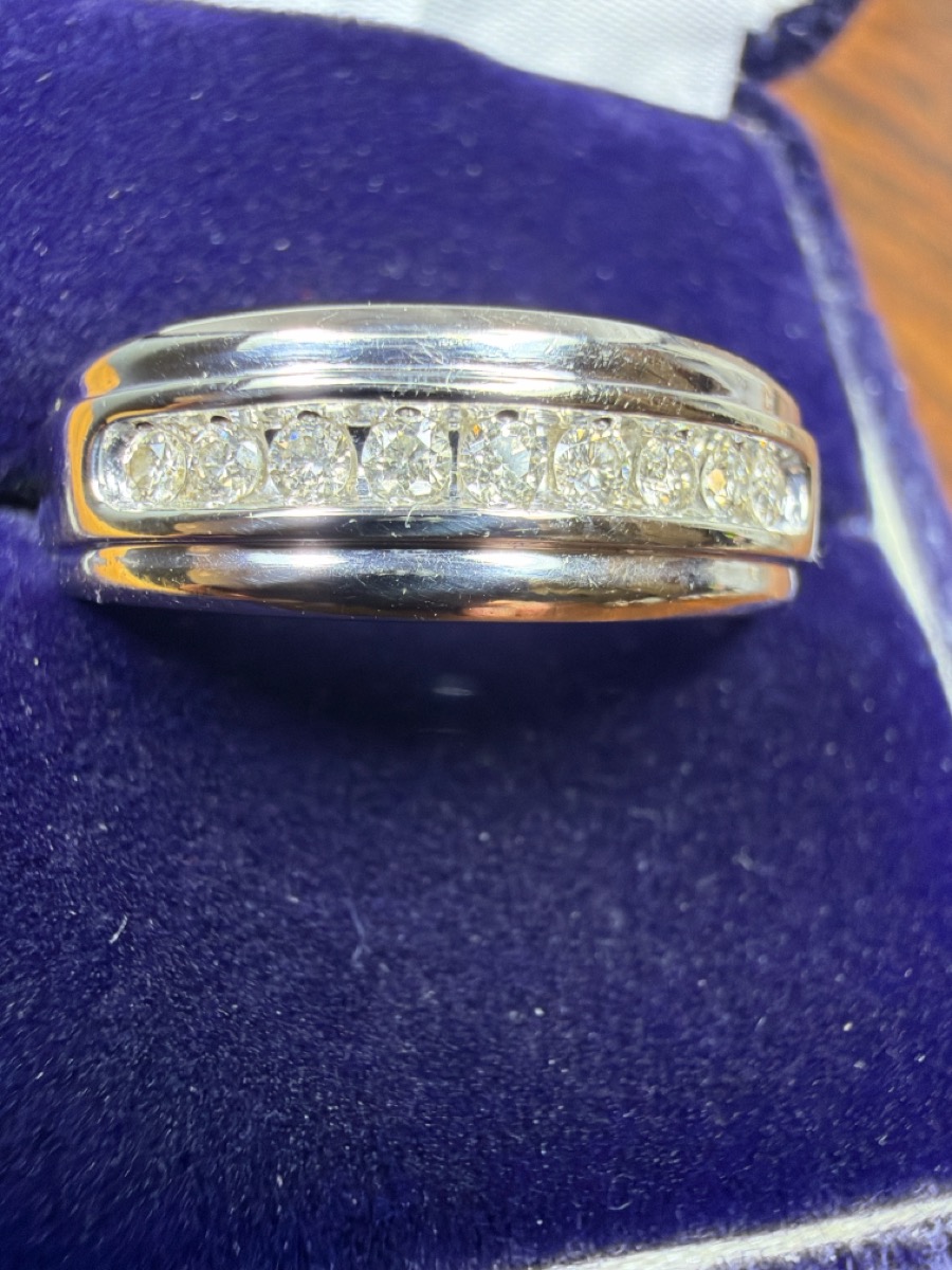 Gent's Diamond Fashion Ring 9 Diamonds .27 Carat T.W. 10K White G