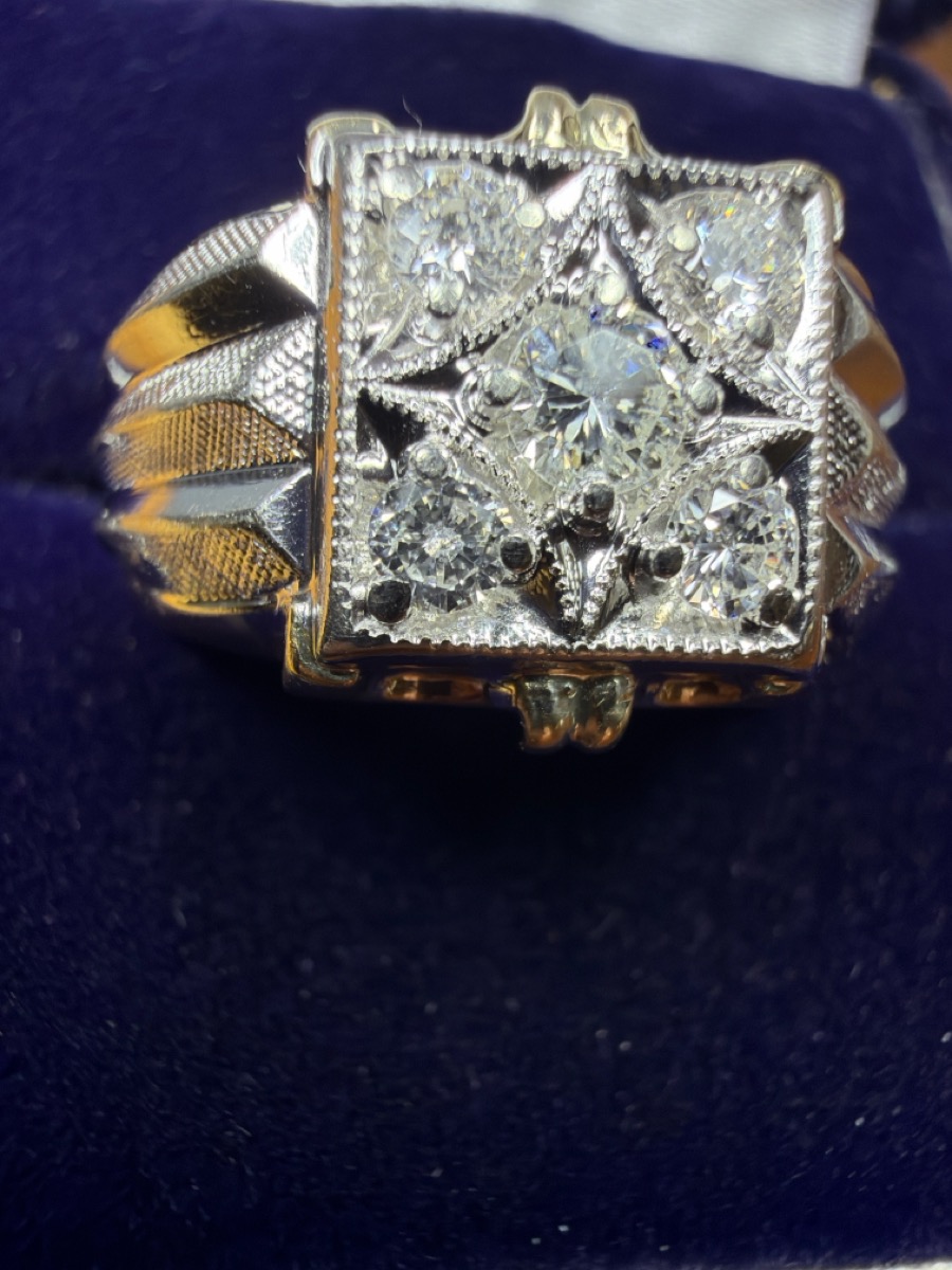 Gent's Diamond Fashion Ring 5 Diamonds .60 Carat T.W. 10K White G